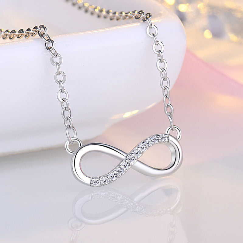 Japanese And Korean Sweet Art Micro Rhinestone 8-shaped Clavicle Necklace