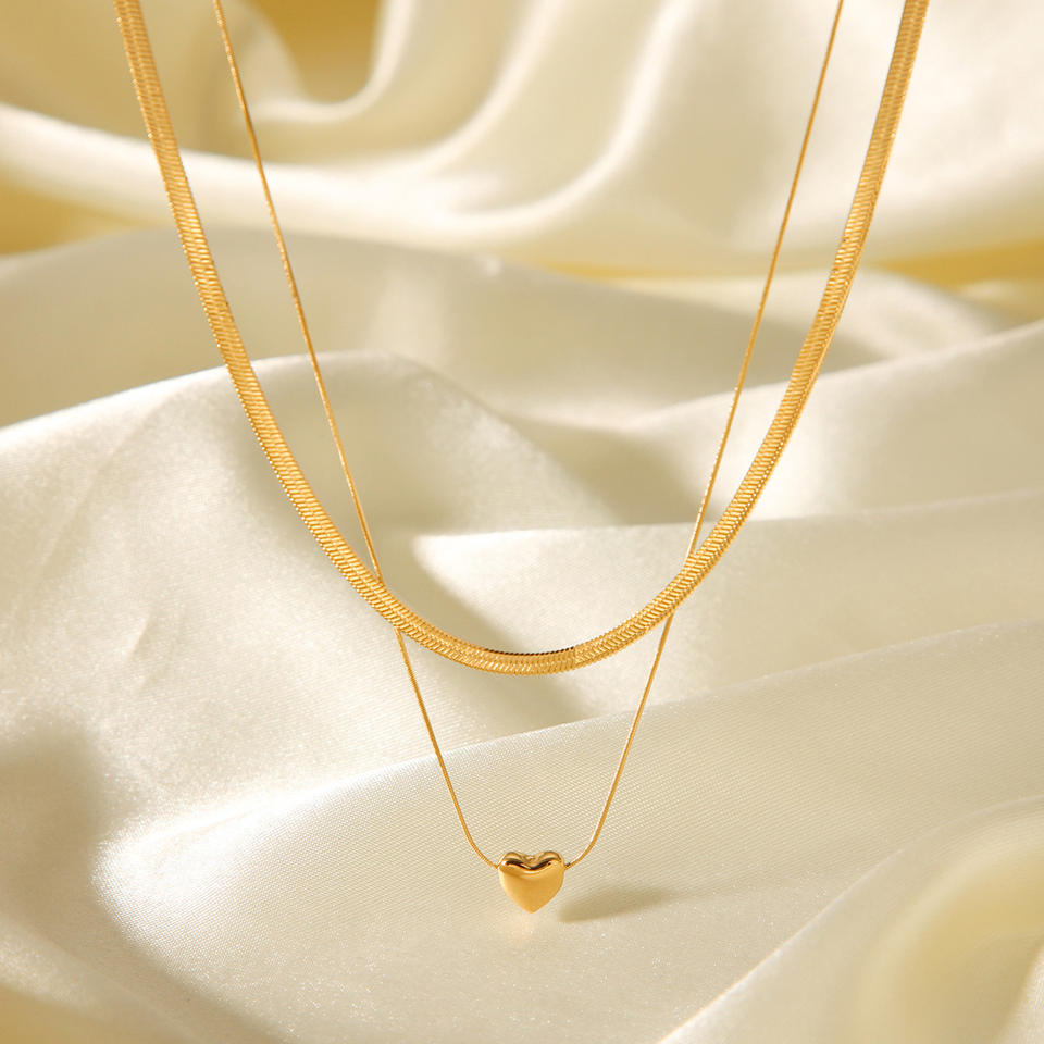 Elegance Heart Pearl Herringbone Necklace™