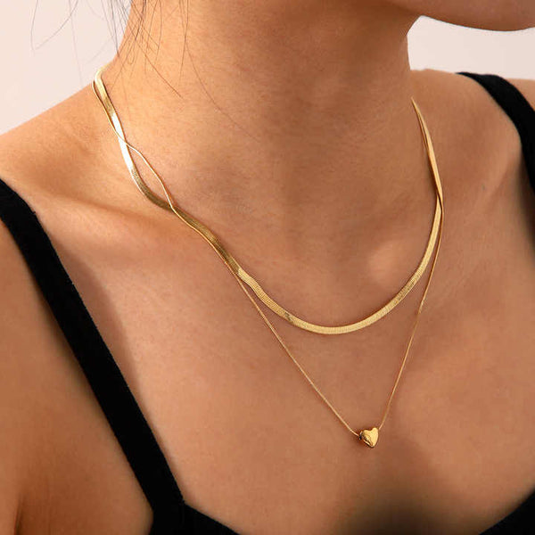 Elegance Heart Pearl Herringbone Necklace™