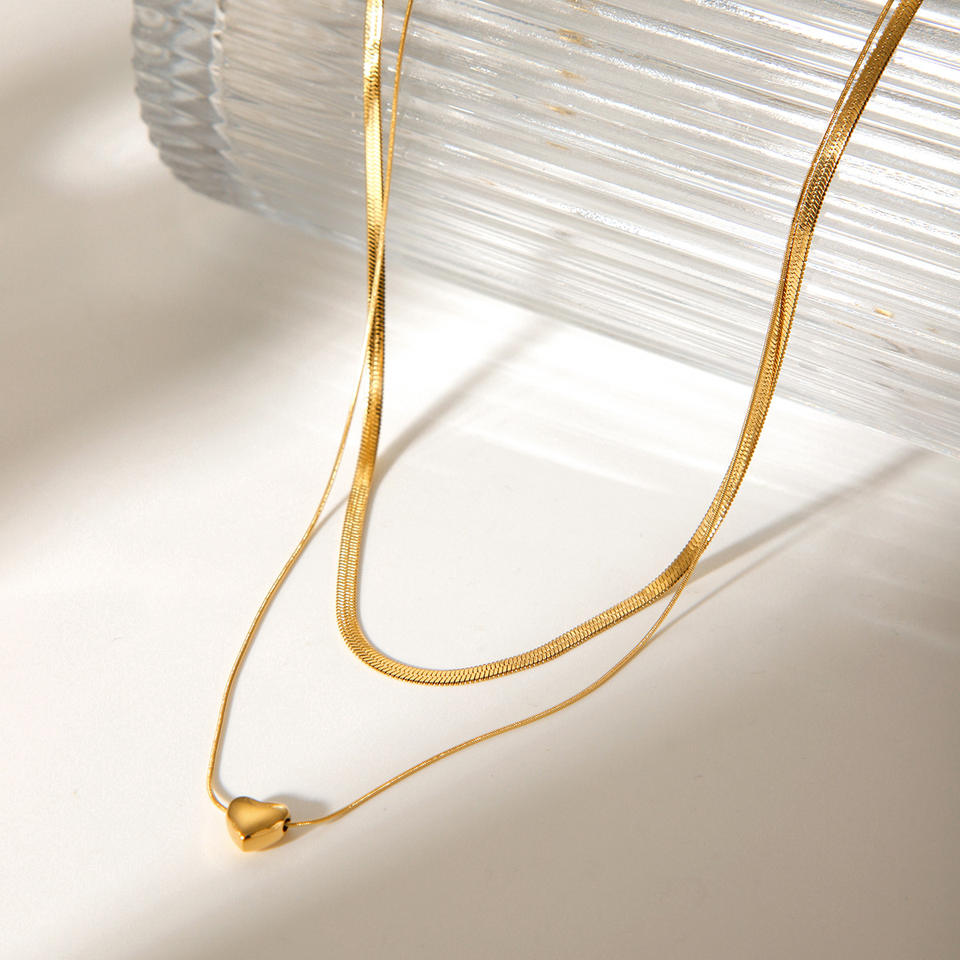 Elegance Heart Pearl Herringbone Necklace™