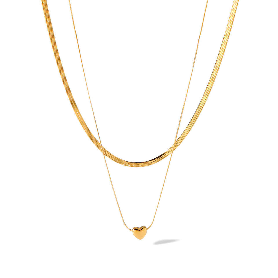 Elegance Heart Pearl Herringbone Necklace™