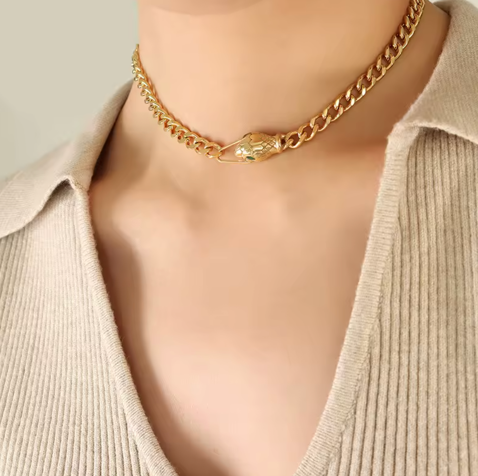 Stainless Steel Snake Chain Necklace Bracelet Set