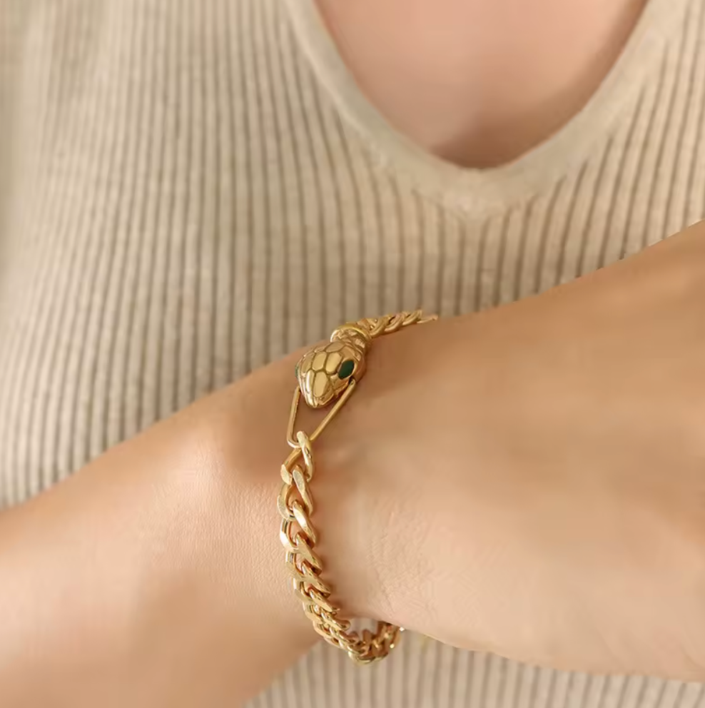Stainless Steel Snake Chain Necklace Bracelet Set
