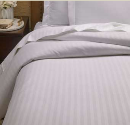 WHITE SATIN STRIPE COTTON BEDSHEET POLYESTER
