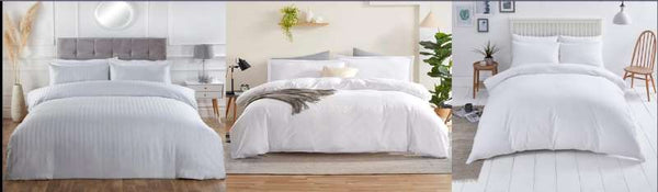 WHITE DUVET COVER SATIN STRIPE AND PLAIN