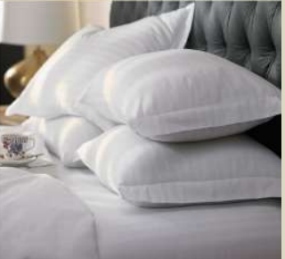 PILLOWS & CUSHION COVER ( HOTEL WHITE SATIN STRIPE & PLAIN)